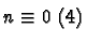 $ n\equiv 0\ (4)$