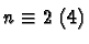 $ n\equiv 2\ (4)$