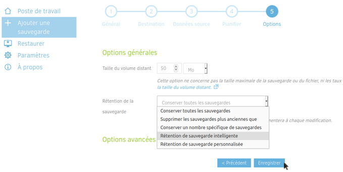 Page de Options